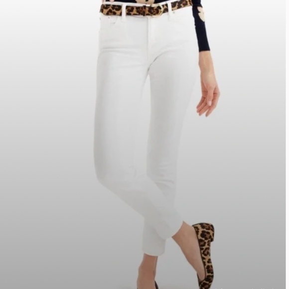 J Crew White Stretch Denim Mid-rise 8” Toothpick Jeans SZ 27 - Picture 1 of 13